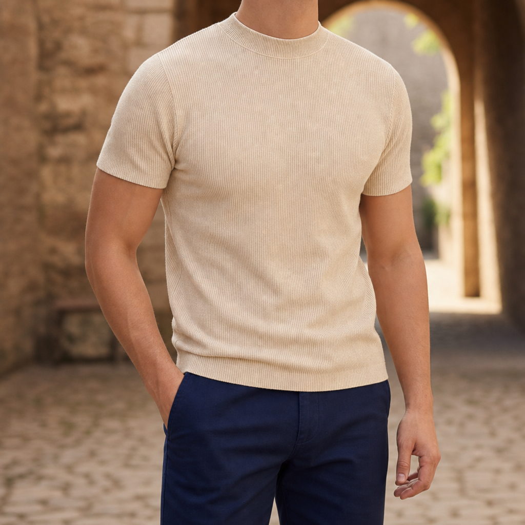 Sebastian | Mijas Ribbed Mock Neck Tee