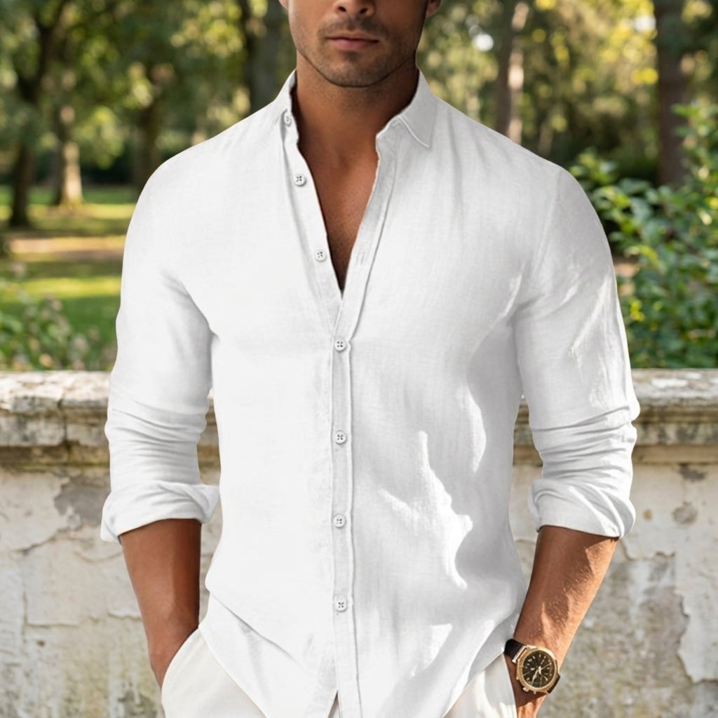 Sebastian | Omodos Linen Button-Up Shirt