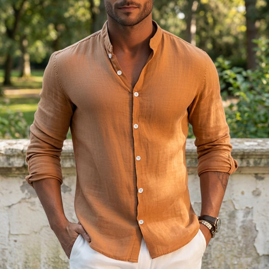 Sebastian | Omodos Linen Button-Up Shirt