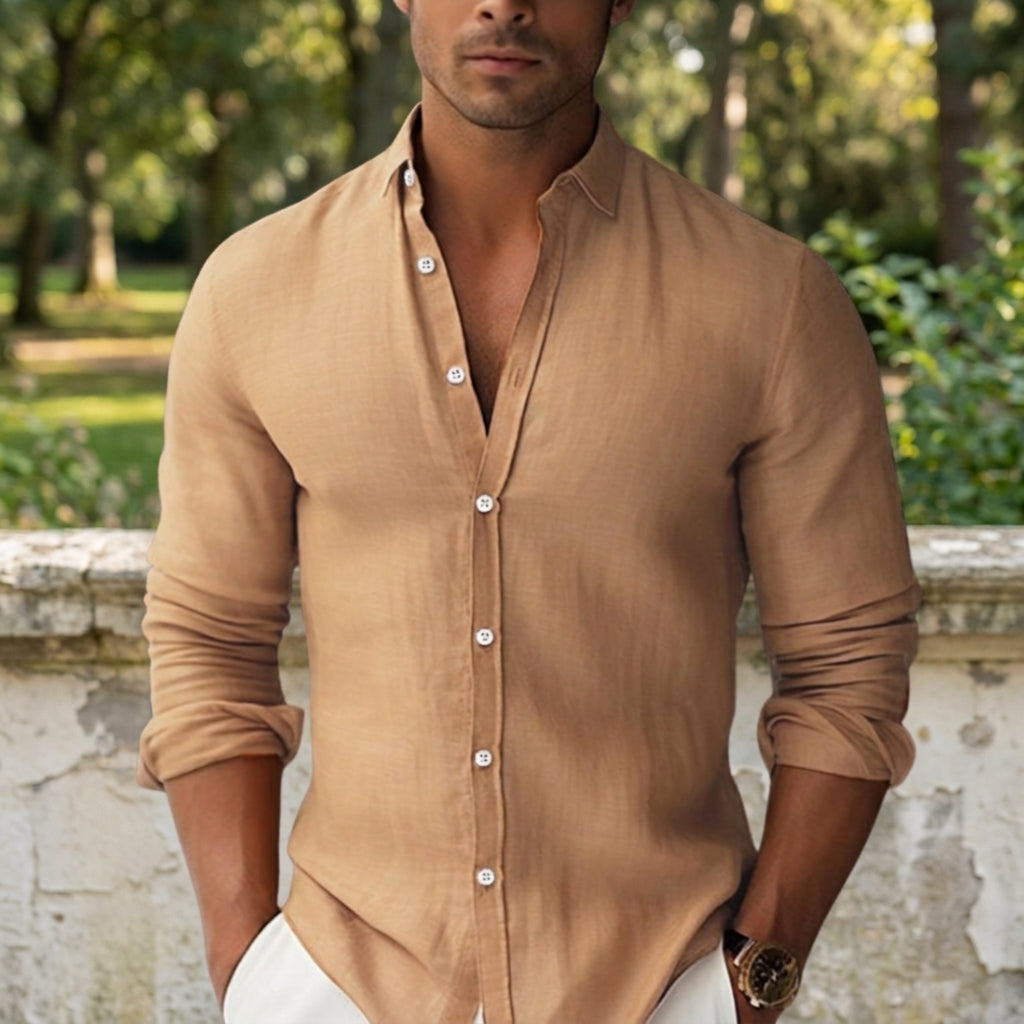 Sebastian | Omodos Linen Button-Up Shirt