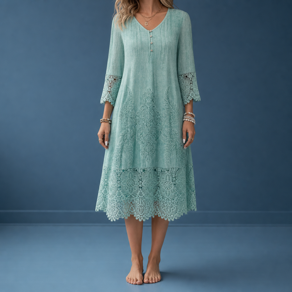 Stella | Hydra Lace Trim Midi Dress