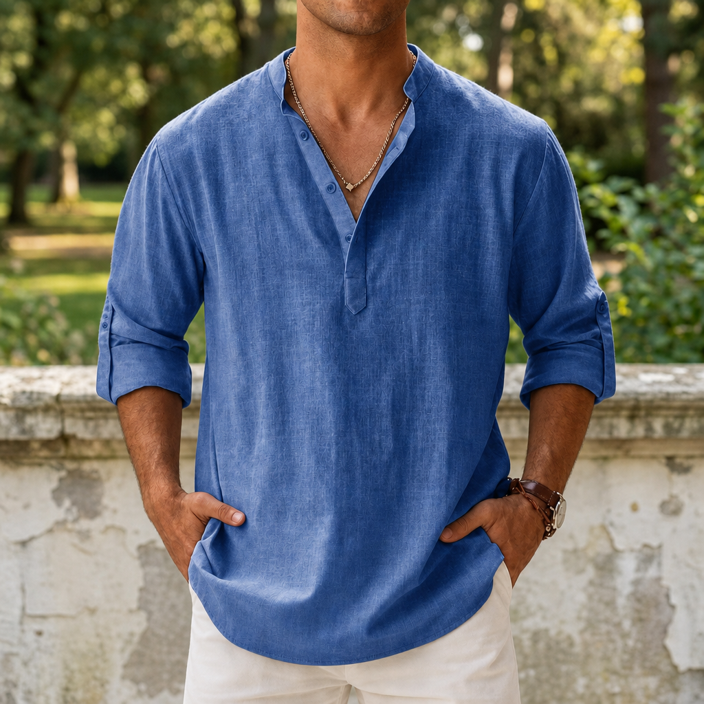 Theodore | Mantova Linen Henley Shirt
