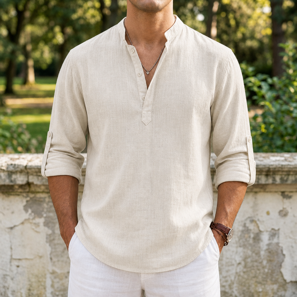 Theodore | Mantova Linen Henley Shirt