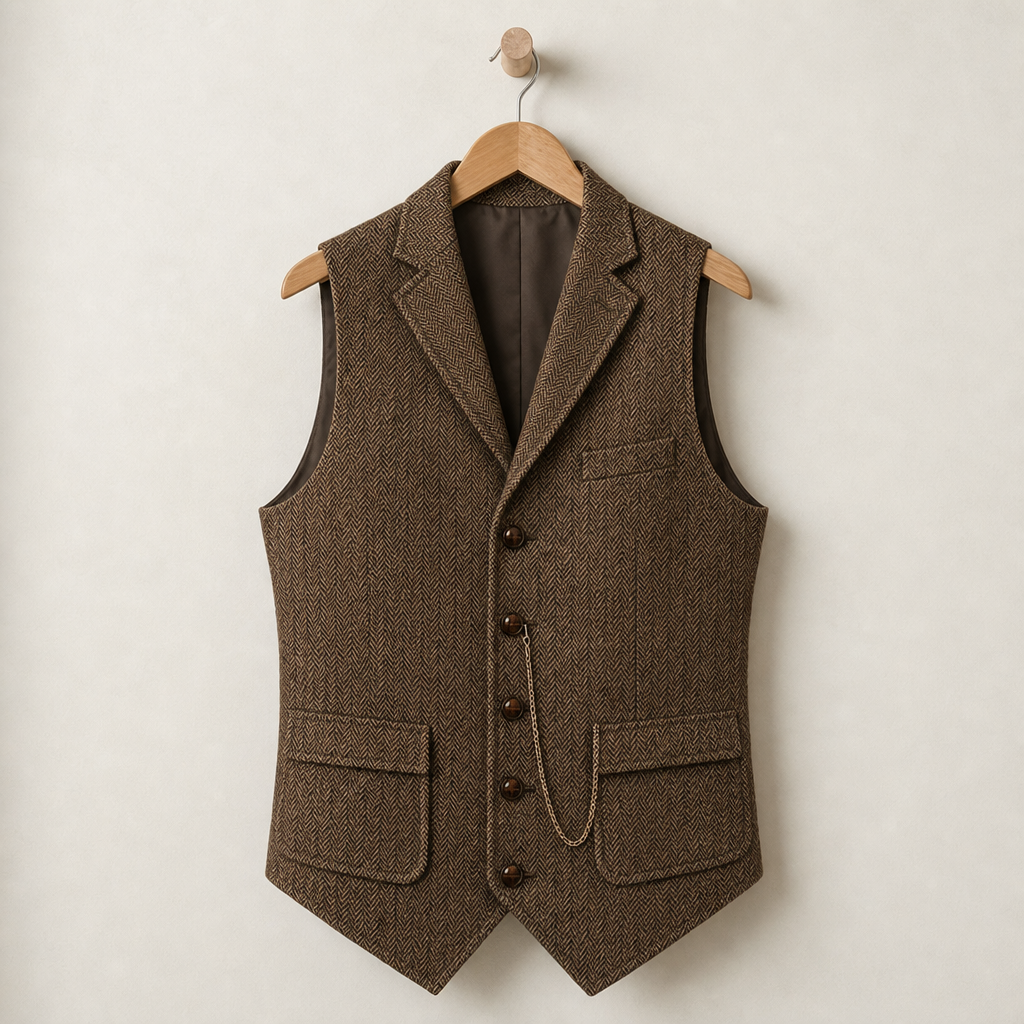 Thomas | Maratea Herringbone Lapel Waistcoat