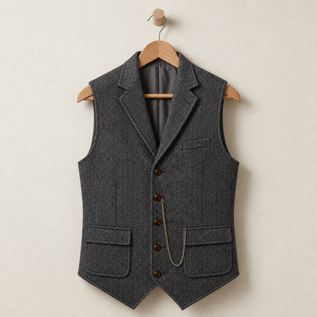 Thomas | Maratea Herringbone Lapel Waistcoat