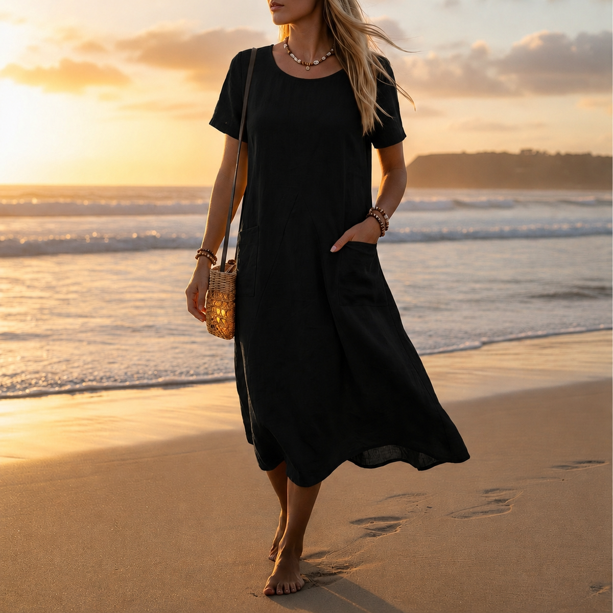 Victoria | Hondarribia A-Line Pocket Midi Dress