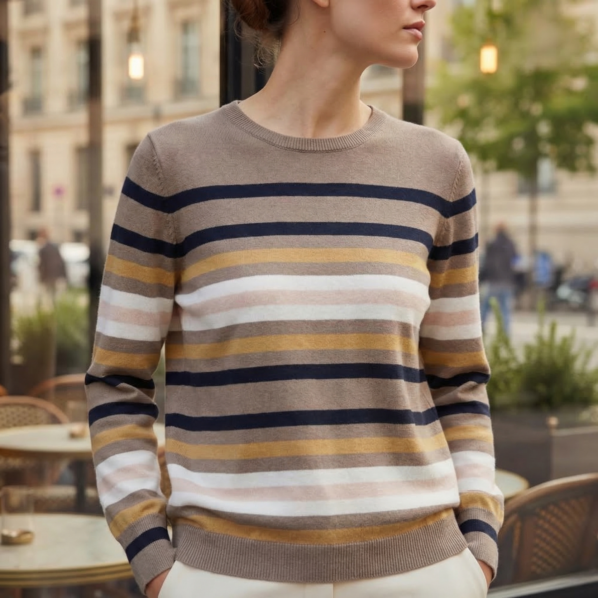 Victoria | Minda Striped Knitwear Pullover Sweater