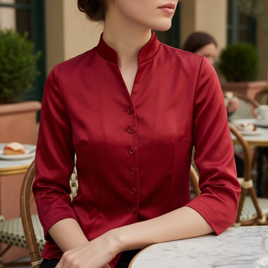 Violet | Fontaine Stand-Collar Blouse