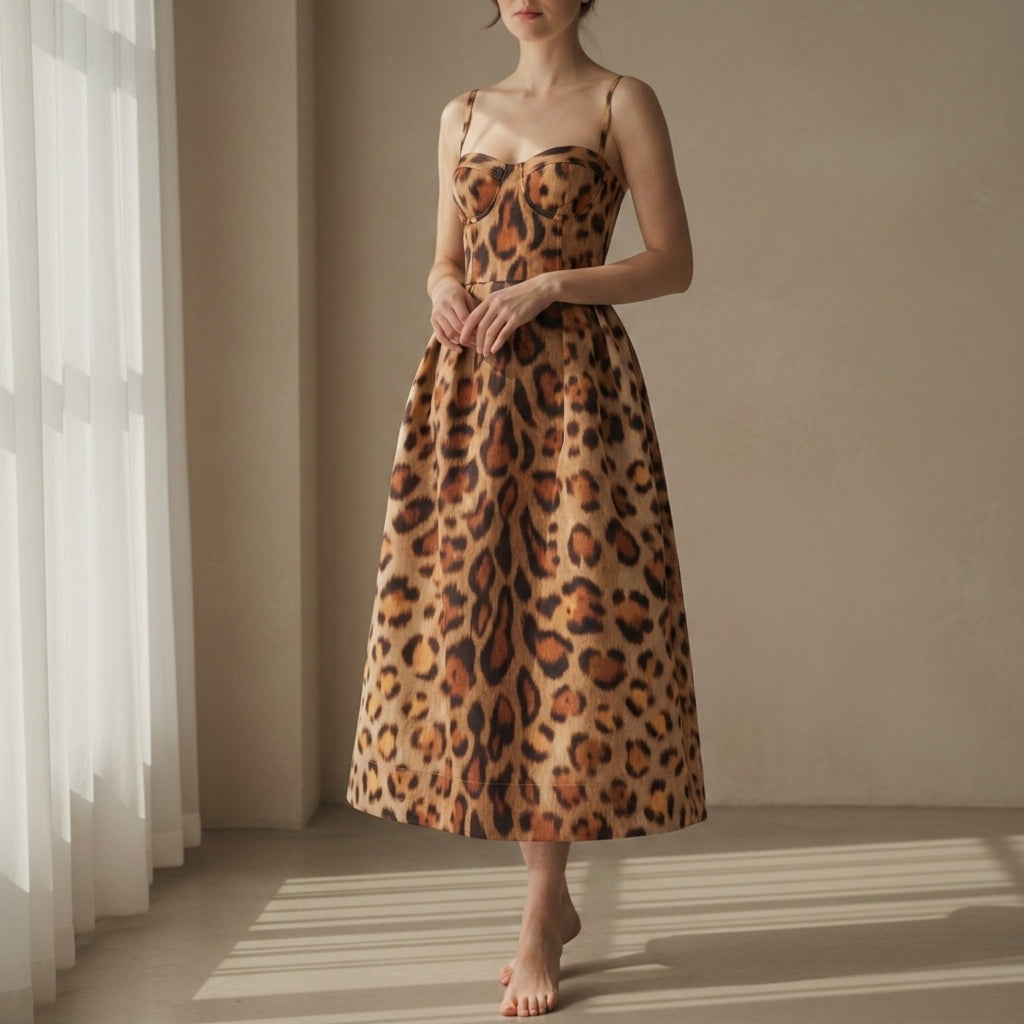Willow | Ajaccio Leopard Bustier Midi Dress