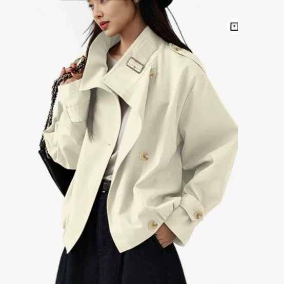 Women's Winter Coat with Belt – Beige Apricot