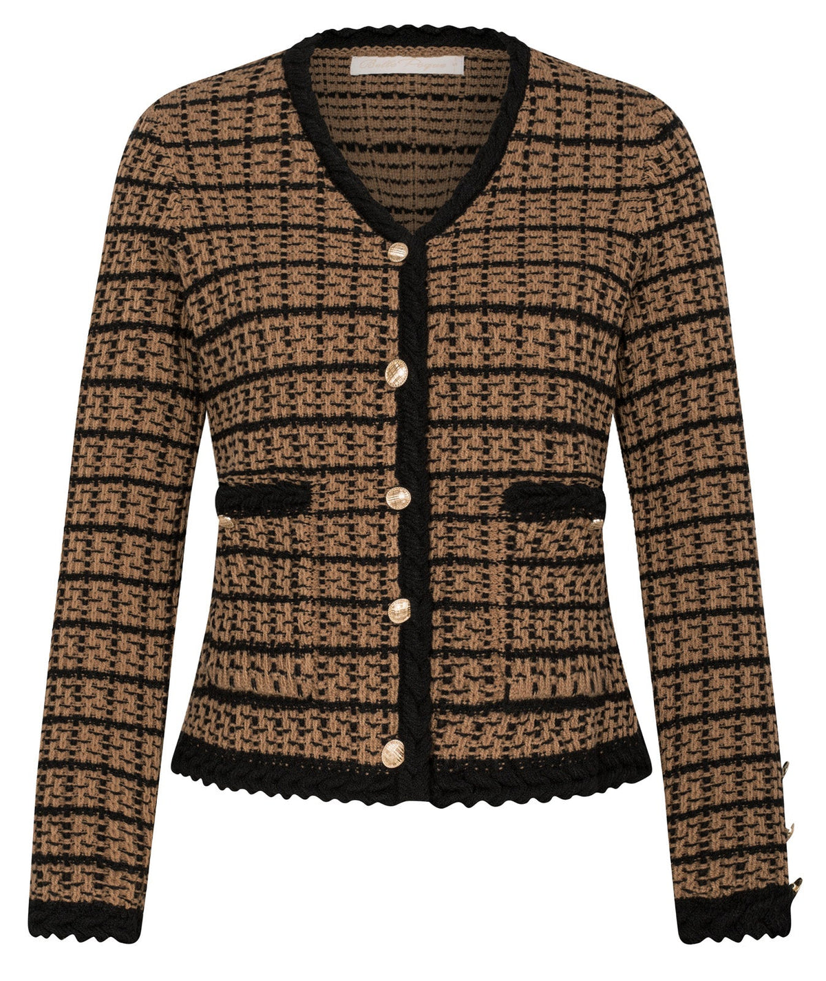 Women's Cable Knit V-Neck Long Sleeve Cardigan – Brown