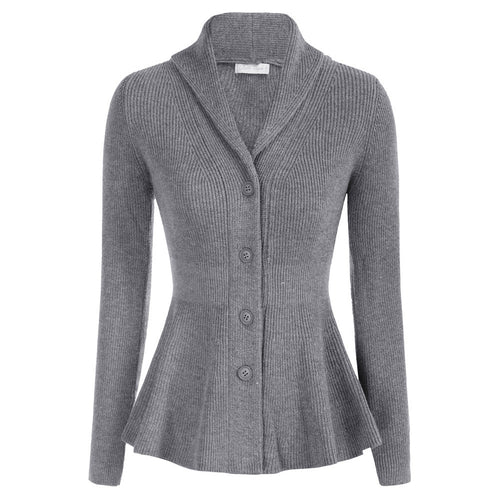 Women's Soft Drape Button-Down Lapel Shawl Cardigan – Gray