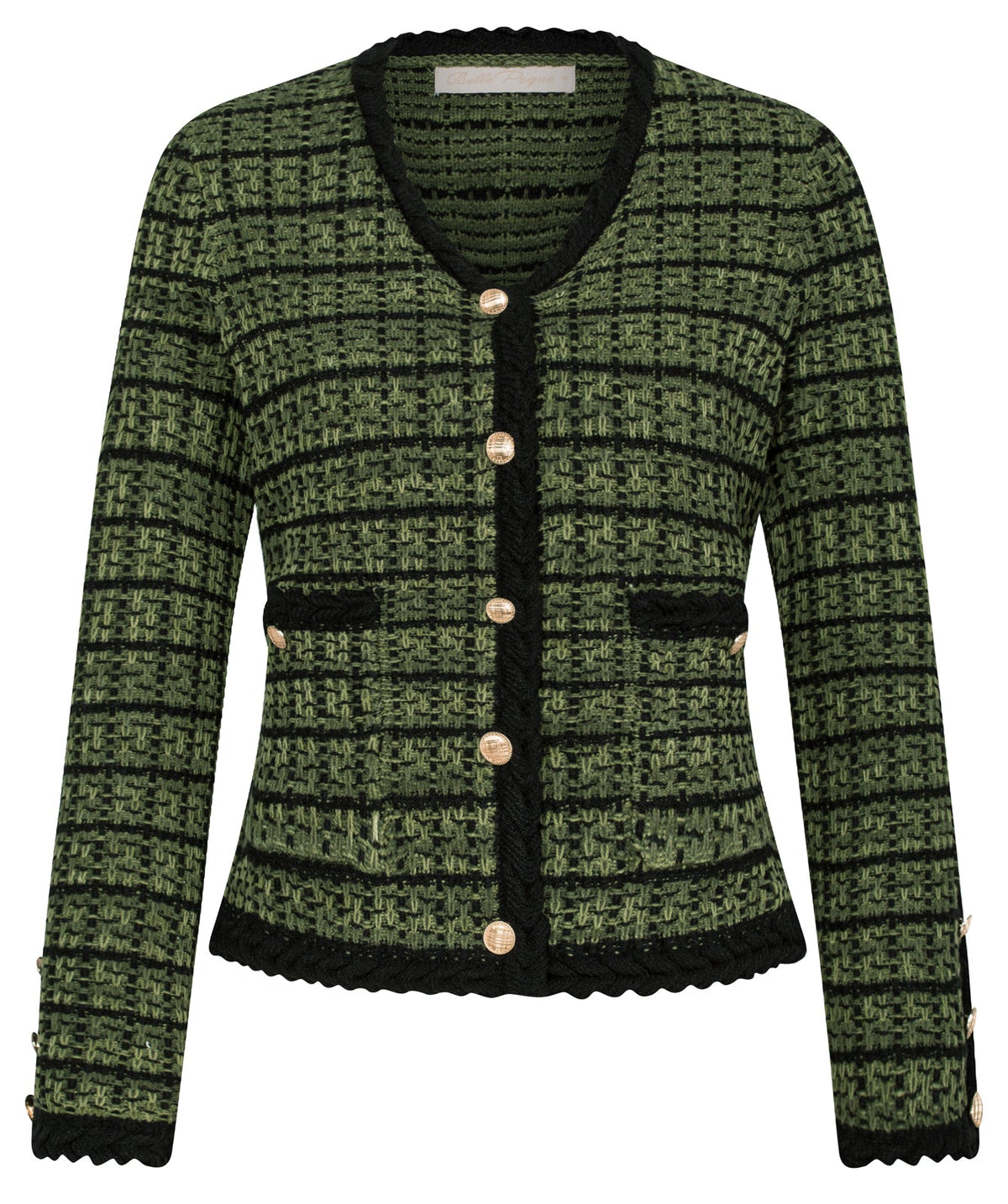 Women's Cable Knit V-Neck Long Sleeve Cardigan – Green