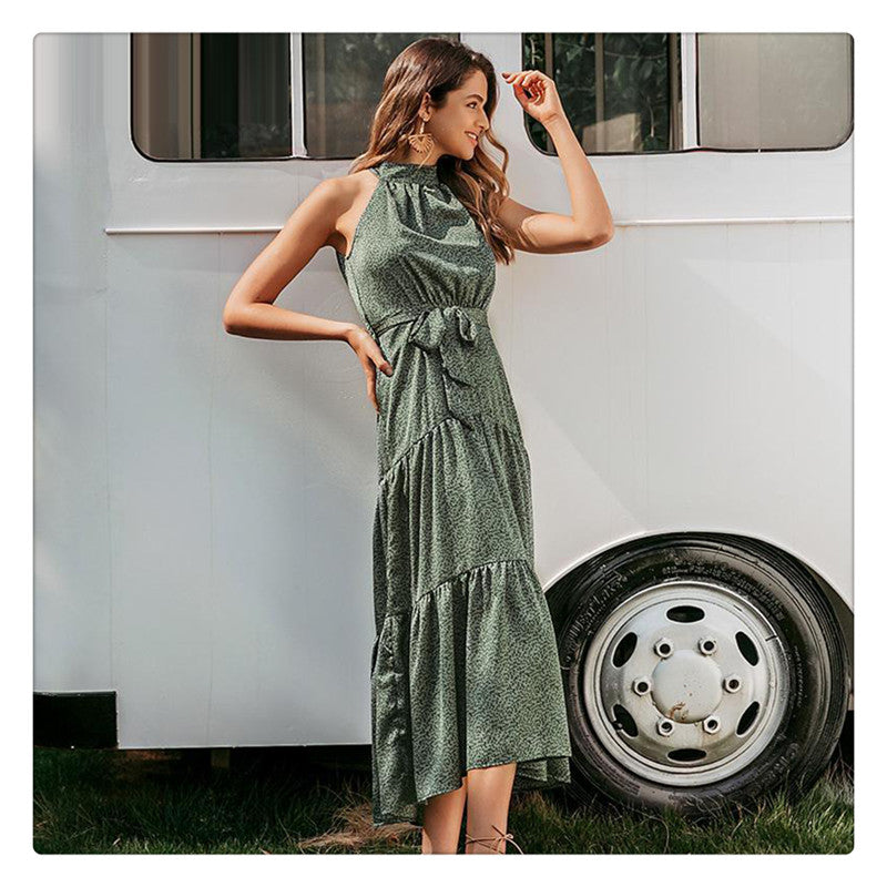 Women's Printed Midi Dress – Green