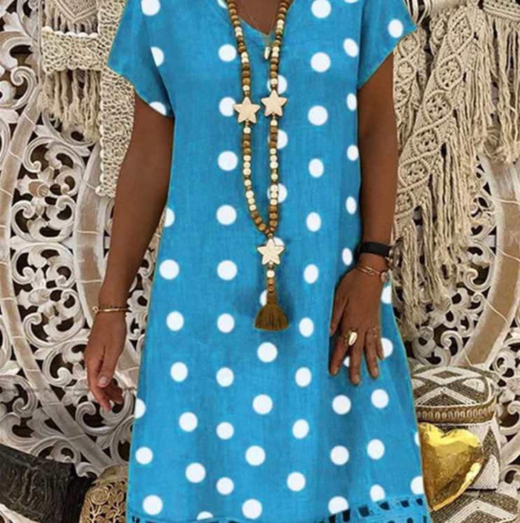 Women's V-Neck Pattern Midi Dress