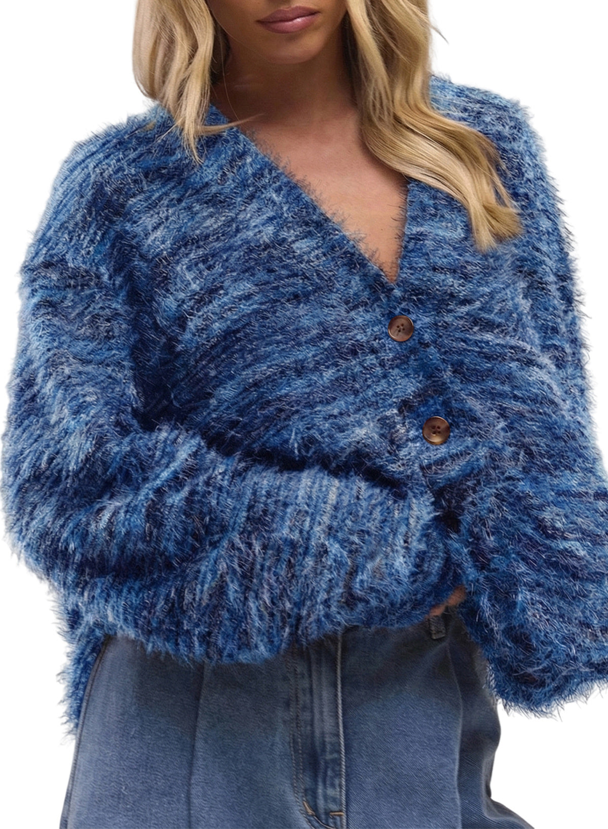 Women's Knit Oversized Striped Textured Cardigan – Ashleigh Blue