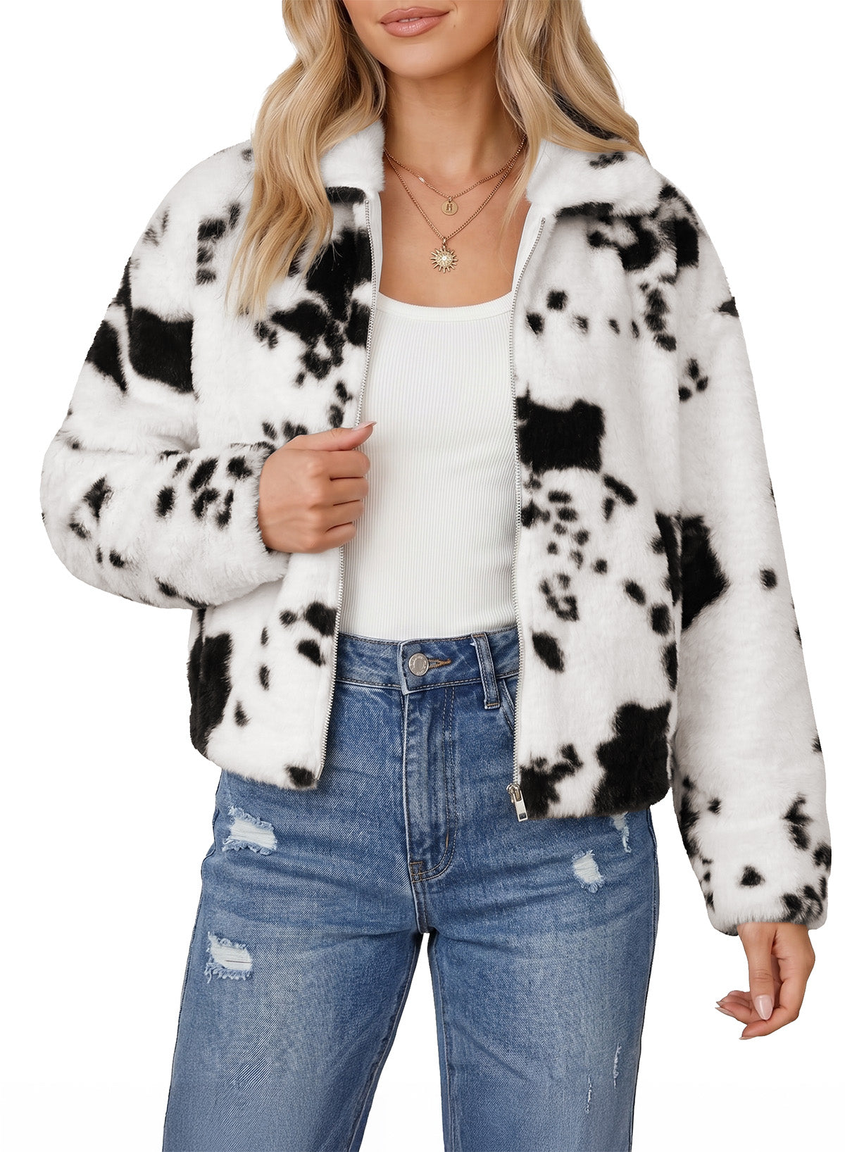 Women's Fleece Zip-Up Fleece Jacket – Black