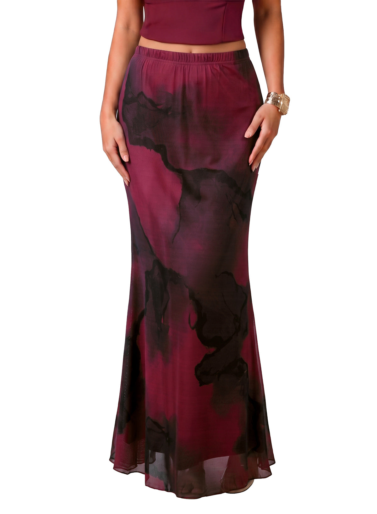 Women's Satin Elegant Skirt – Red