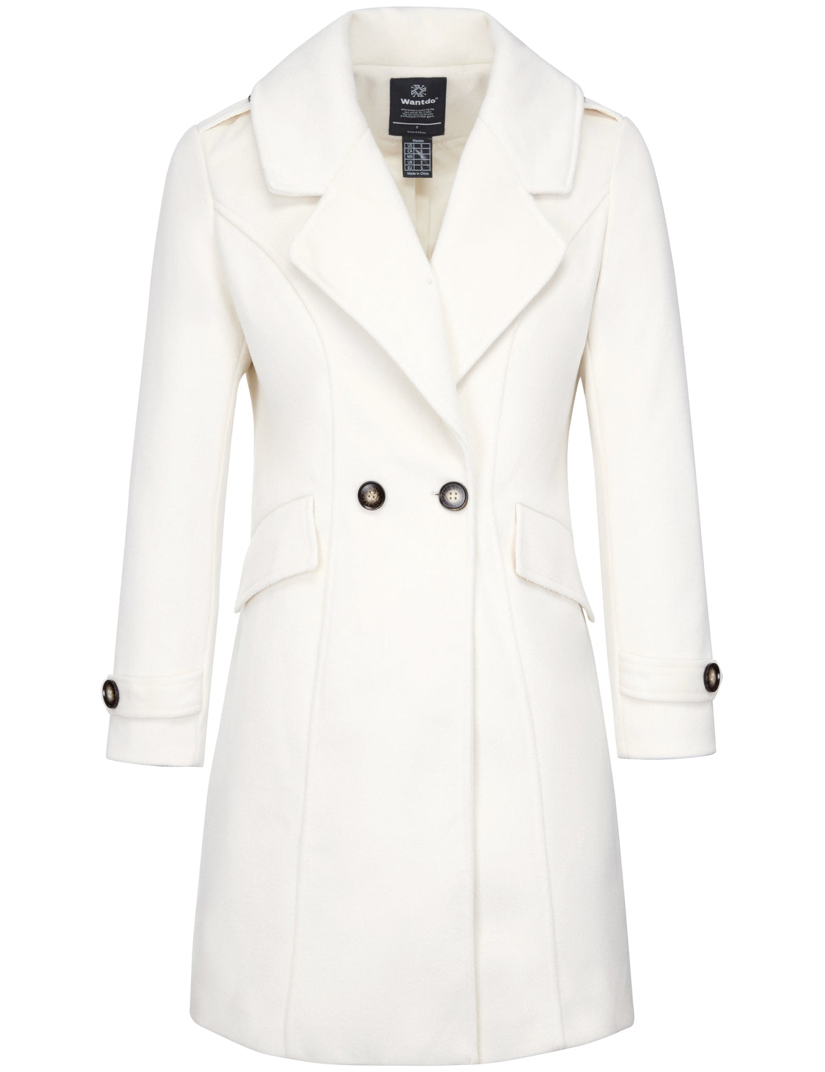 Women's Double-Breasted Pea Classic Trench Coat – White
