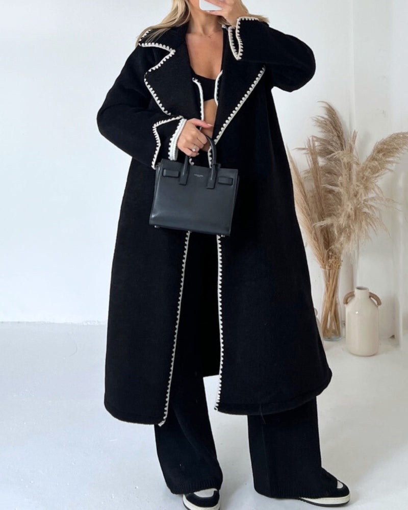 Women's Cotton Blend Longline Workwear Casual Coat – Black