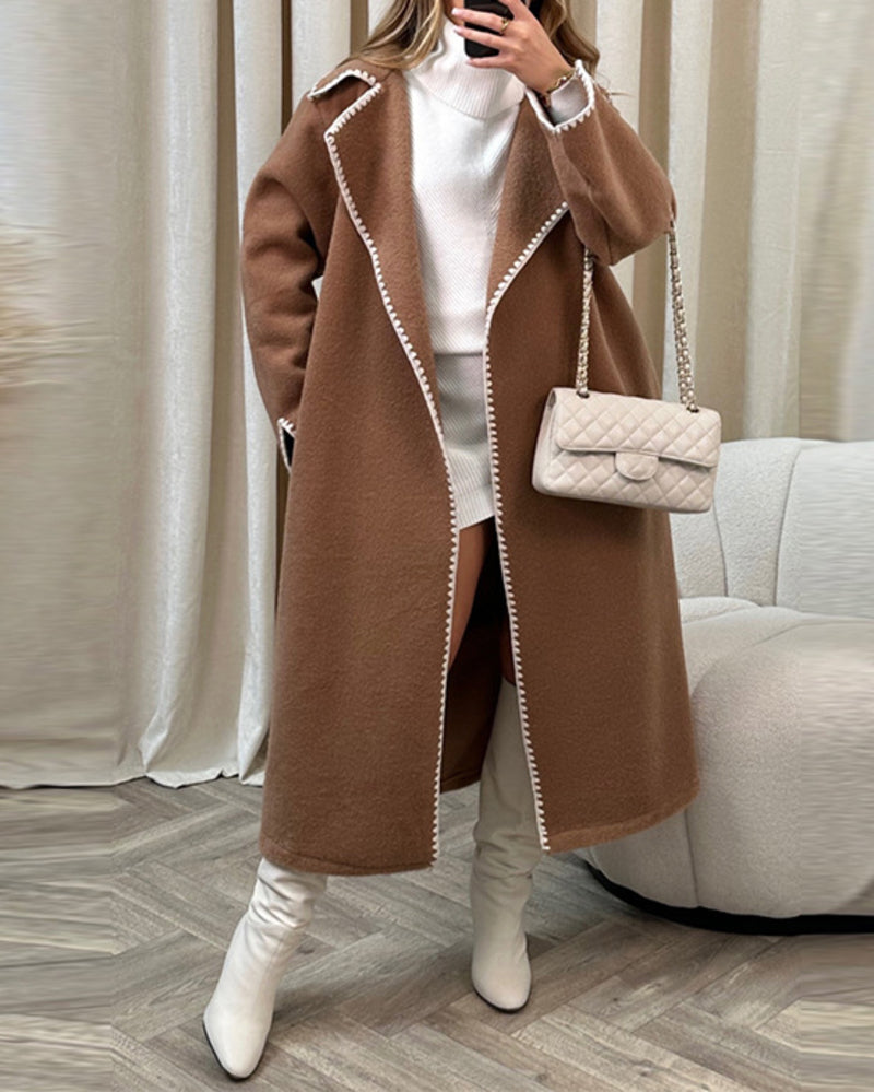 Women's Cotton Blend Longline Workwear Casual Coat – Coffee