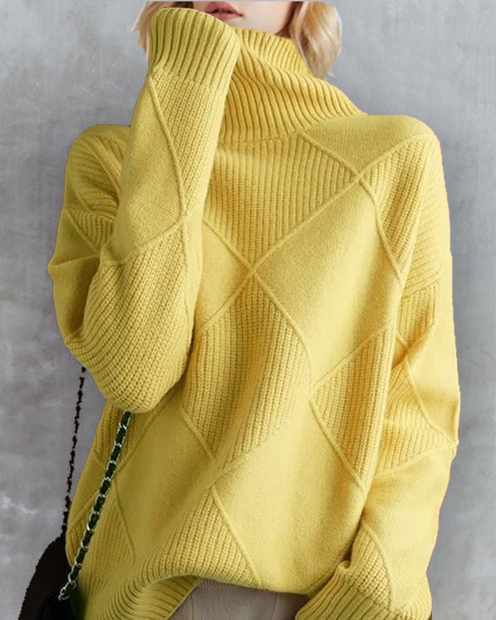 Women's Knit Turtleneck Pullover Sweater – Relaxed Fit