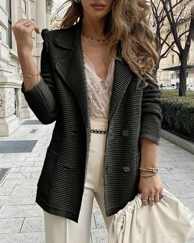 Women's Cotton Blend Shawl Collar Long Sleeve Elegant Coat – Black