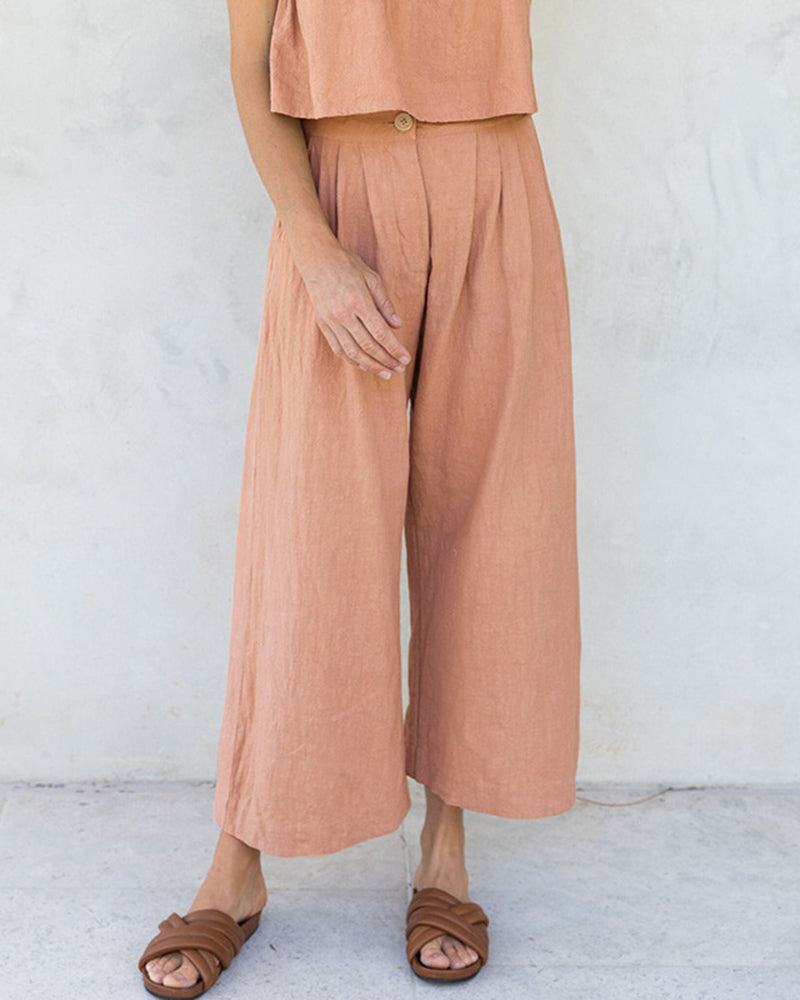 Women's Casual Cropped Wide-Leg Pants