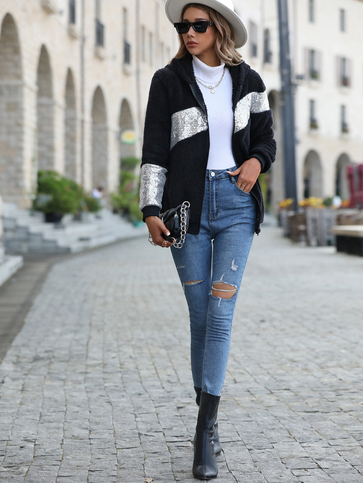 Women's Hooded Long-Sleeve Coat