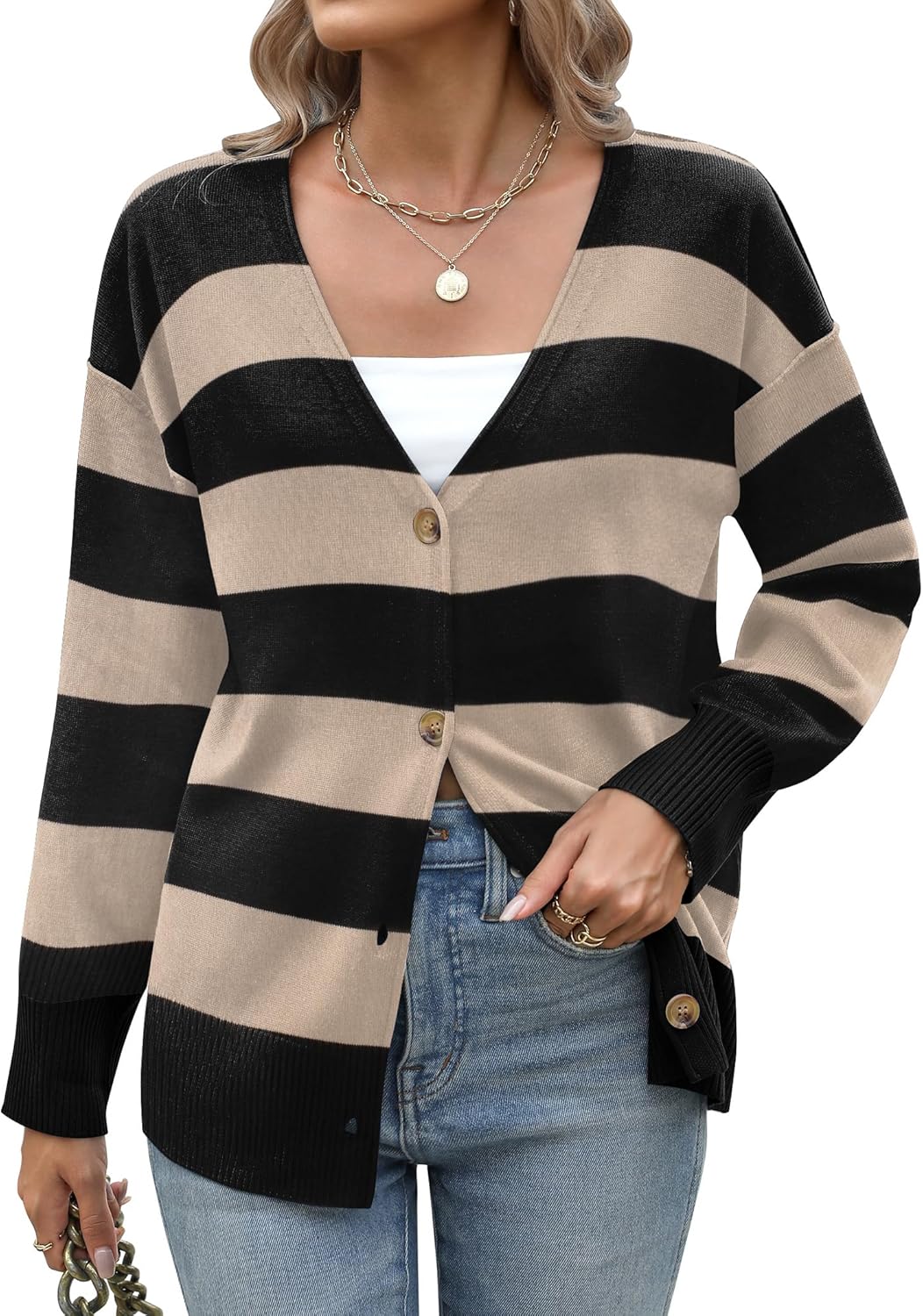 Women's Oversized Open-Front Sweater – Apricot