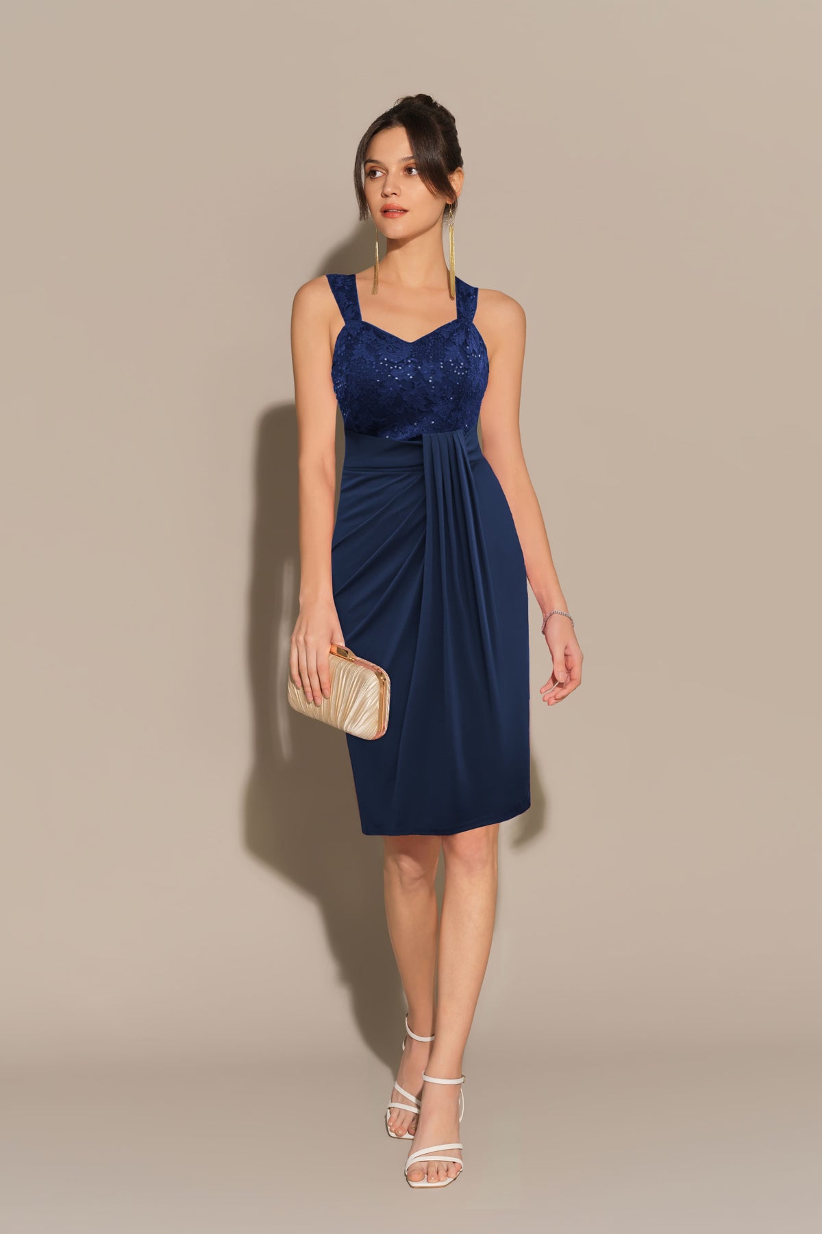 Women's Sweetheart Neck Lace Sequin Party Dress