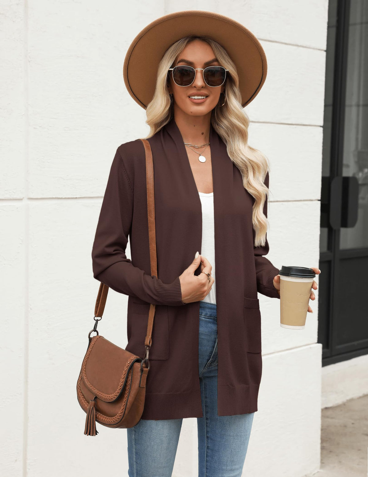 Women's Lightweight Open-Front Knit Cardigan with Pockets