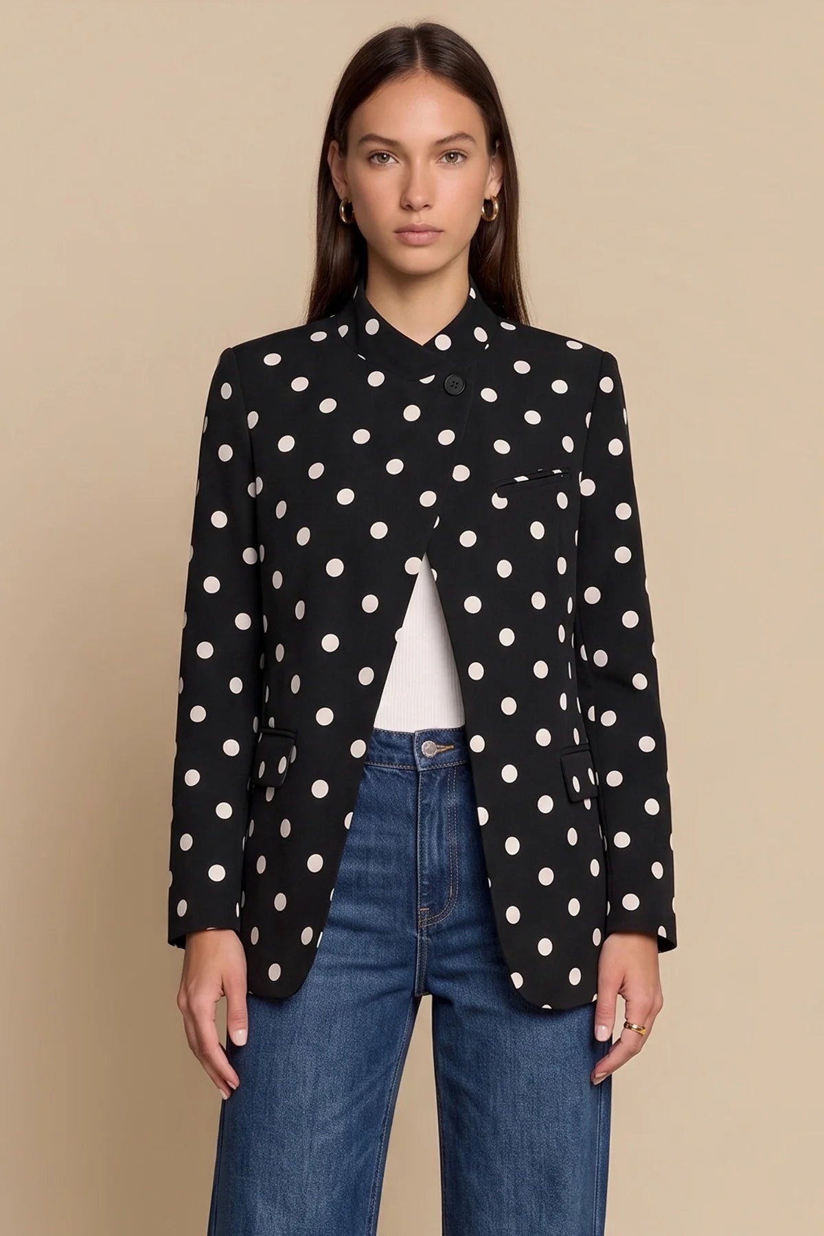 Women's Polka Dot Blazer – Black