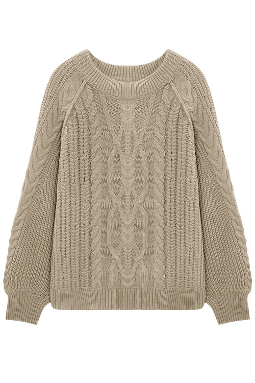 Women's Cable Knit Sweater – Khaki