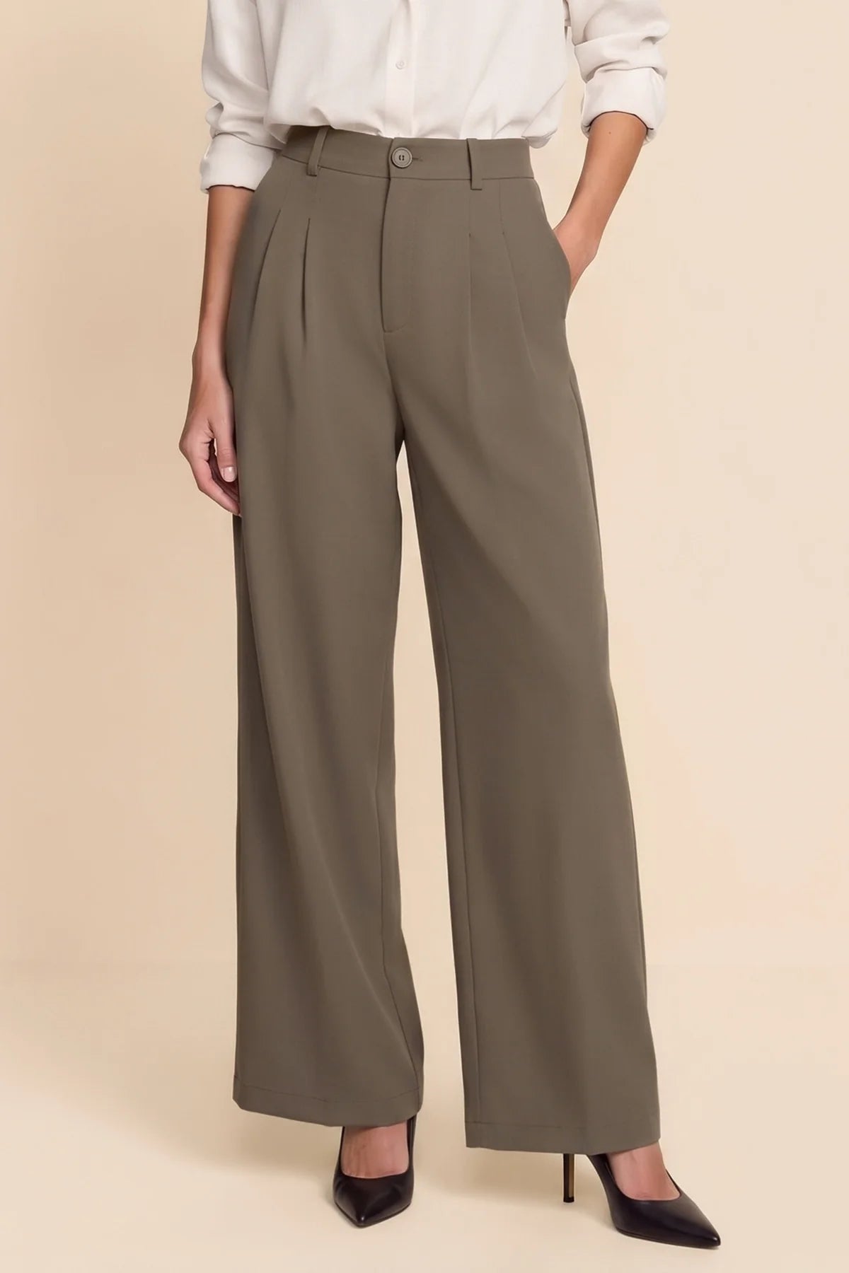 Women's Business Wide-Leg Trousers – Mocha Brown