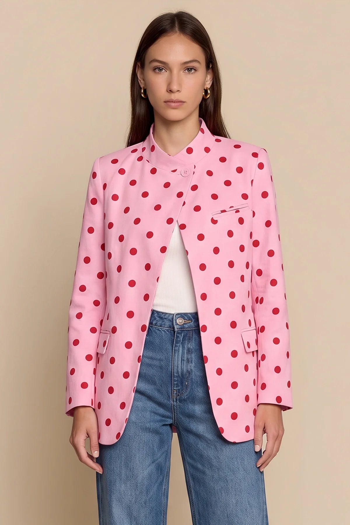 Women's Polka Dot Blazer – Pink