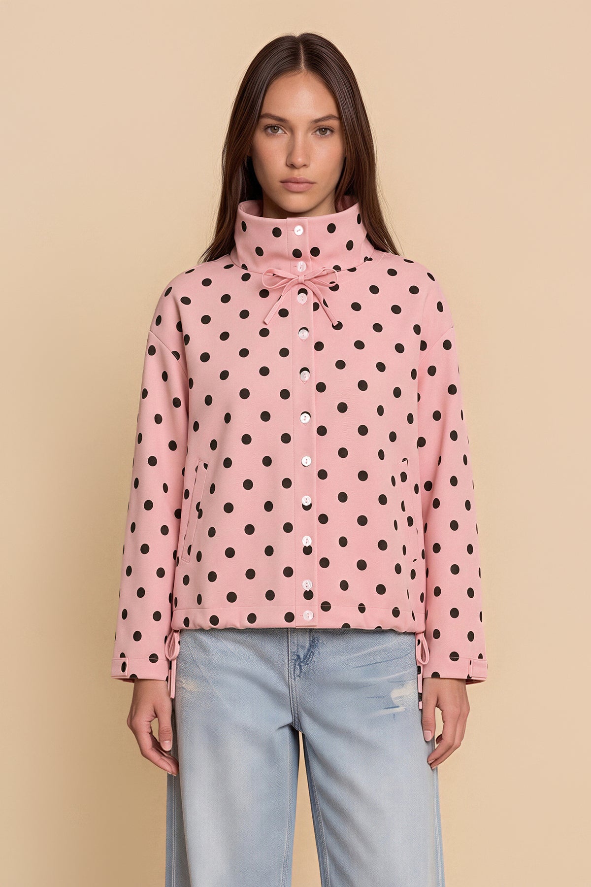 Women's Polka Dot Trench Coat – Pink