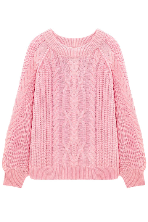 Women's Cable Knit Sweater – Pink