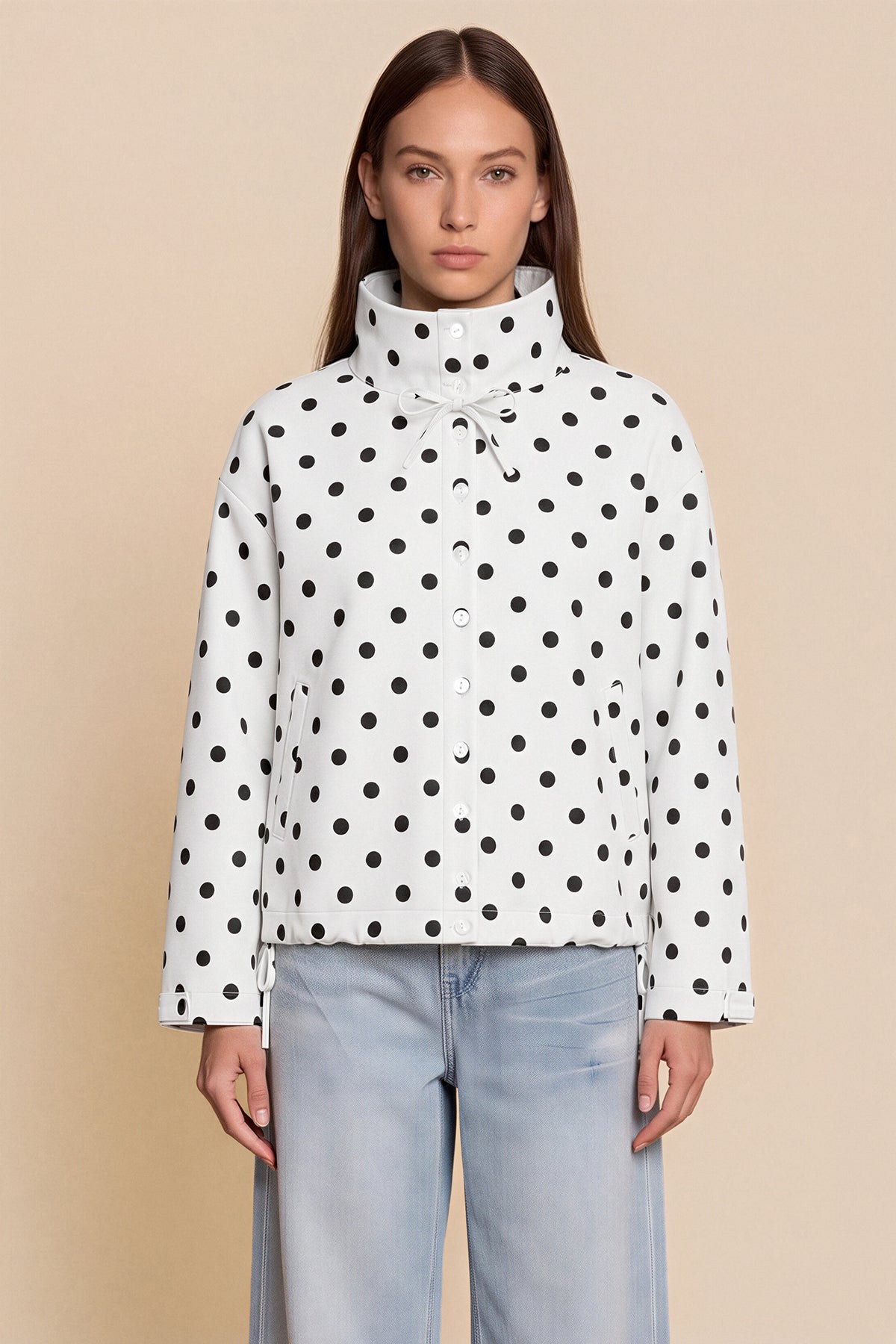 Women's Polka Dot Trench Coat – White