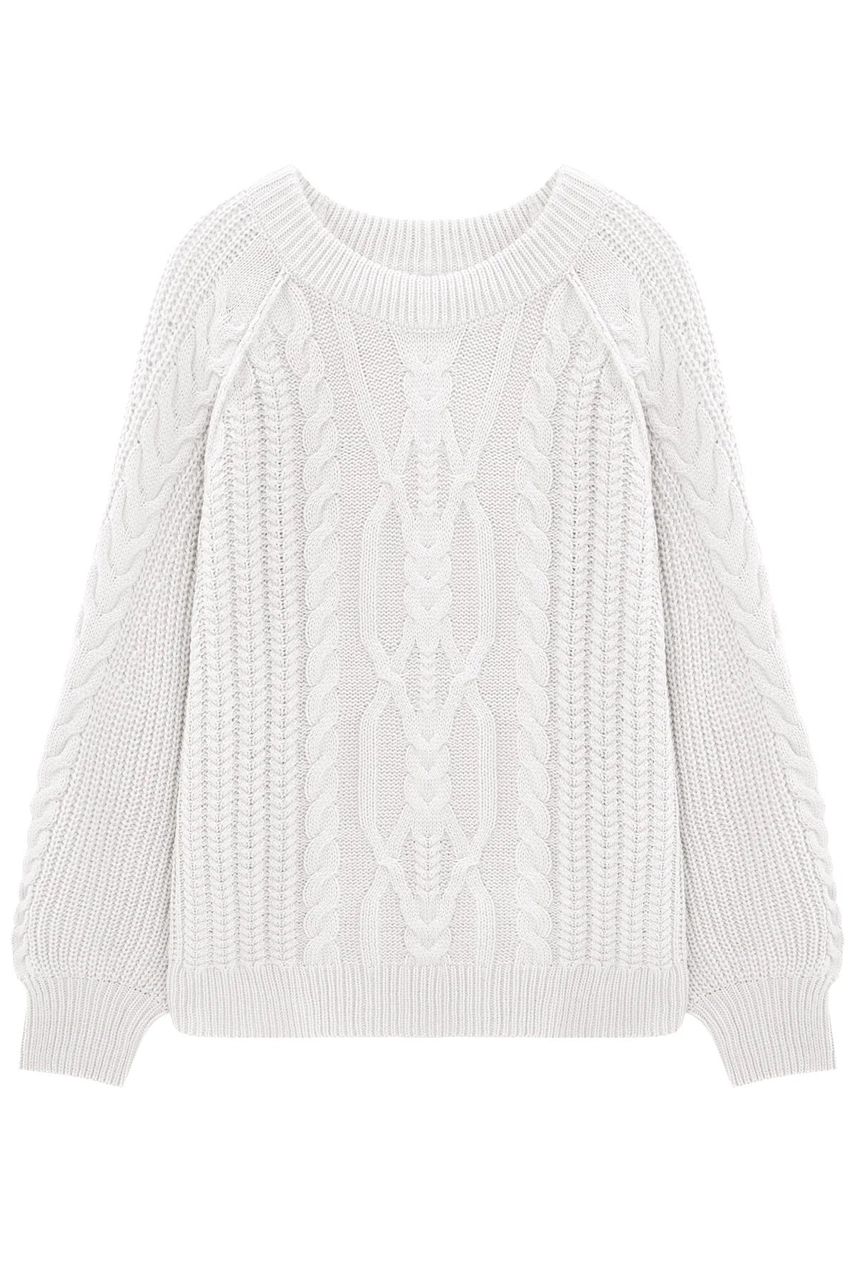 Women's Cable Knit Sweater – White