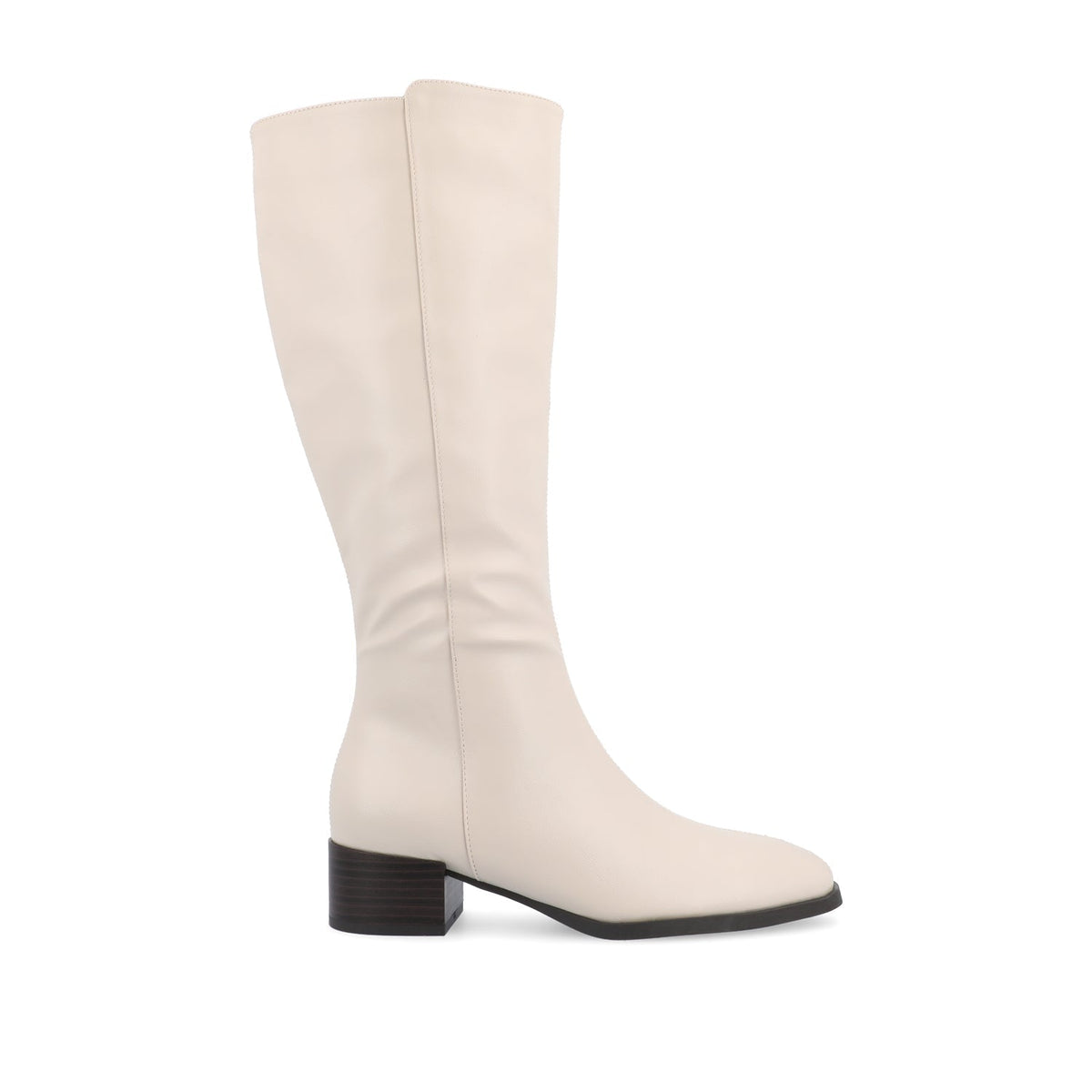 Women's Faux Leather Wide-Calf Knee-High Boots – Bone
