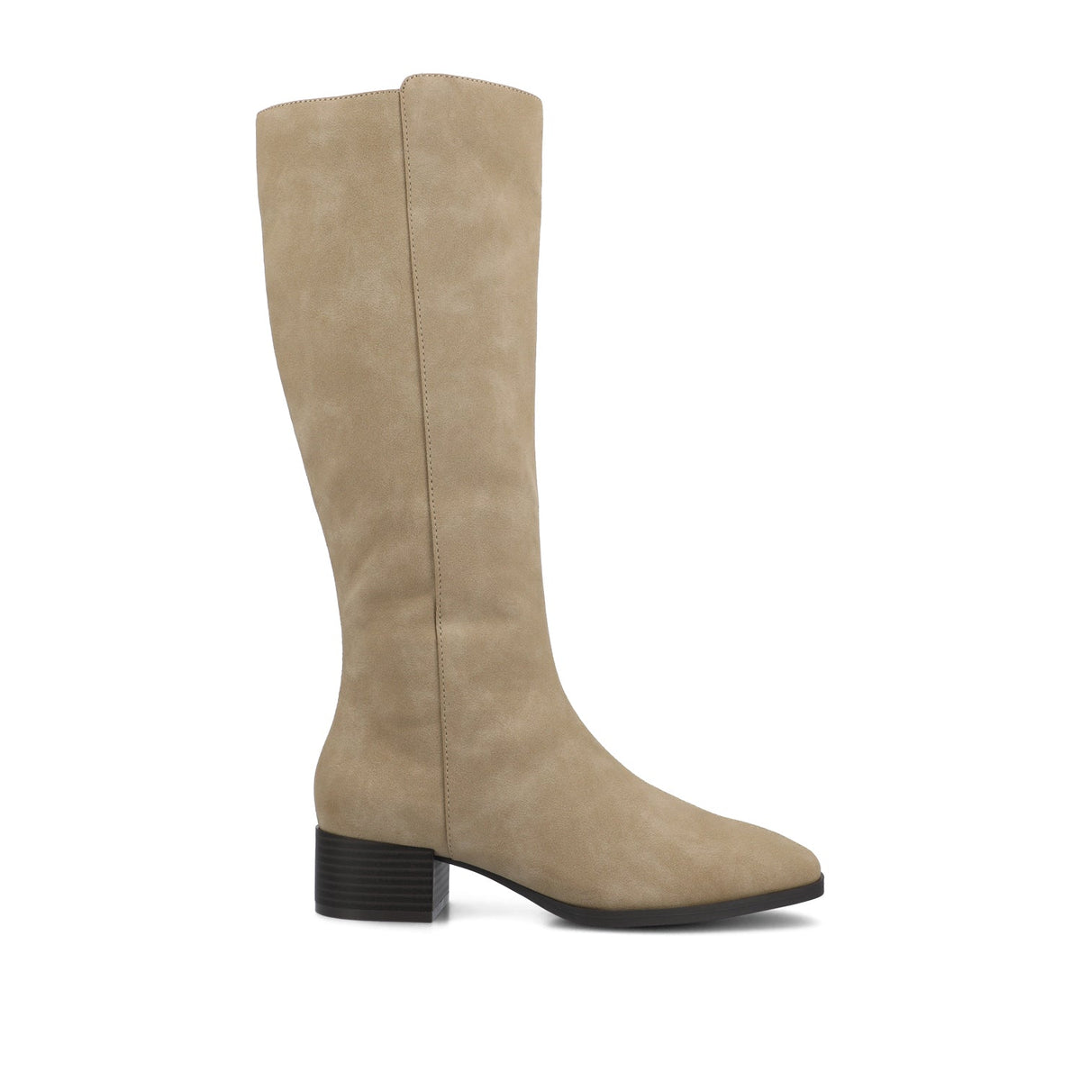 Women's Faux Leather Wide-Calf Knee-High Boots – Greige