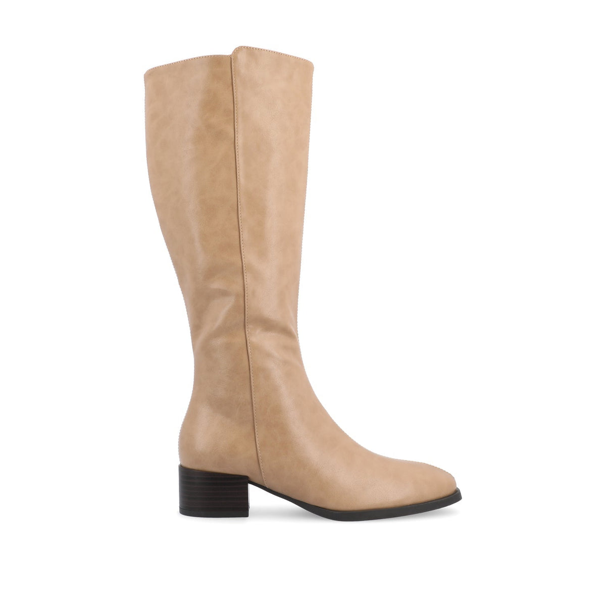 Women's Faux Leather Wide-Calf Knee-High Boots – Tan