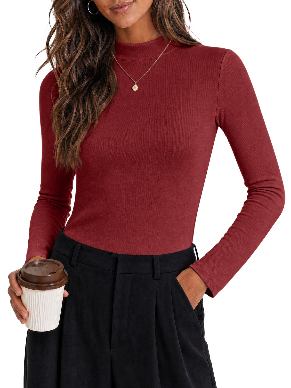 Women's Turtleneck Sweater – Dark Red