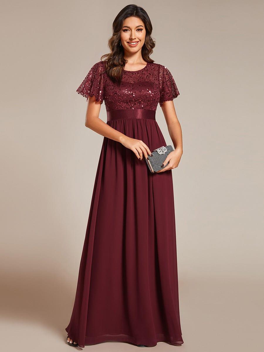 Women's Formal Sequin Mini Party Dress – Stretch, Crew Neck