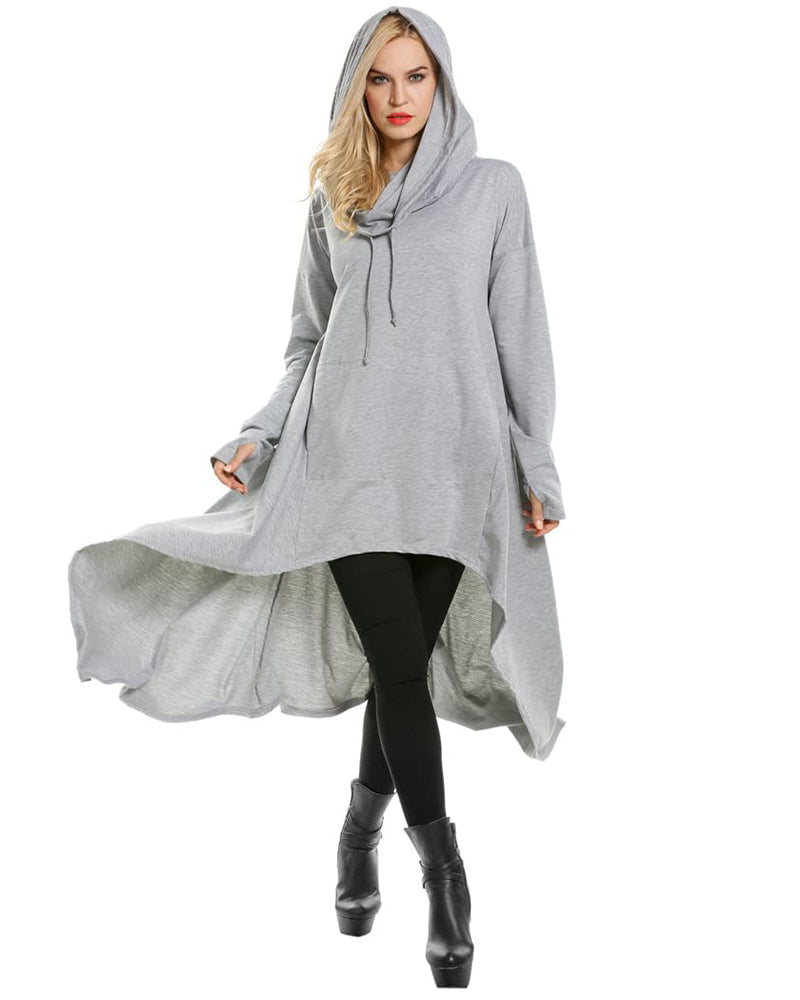 Women's Pocketed High-Low Sweater – Gray