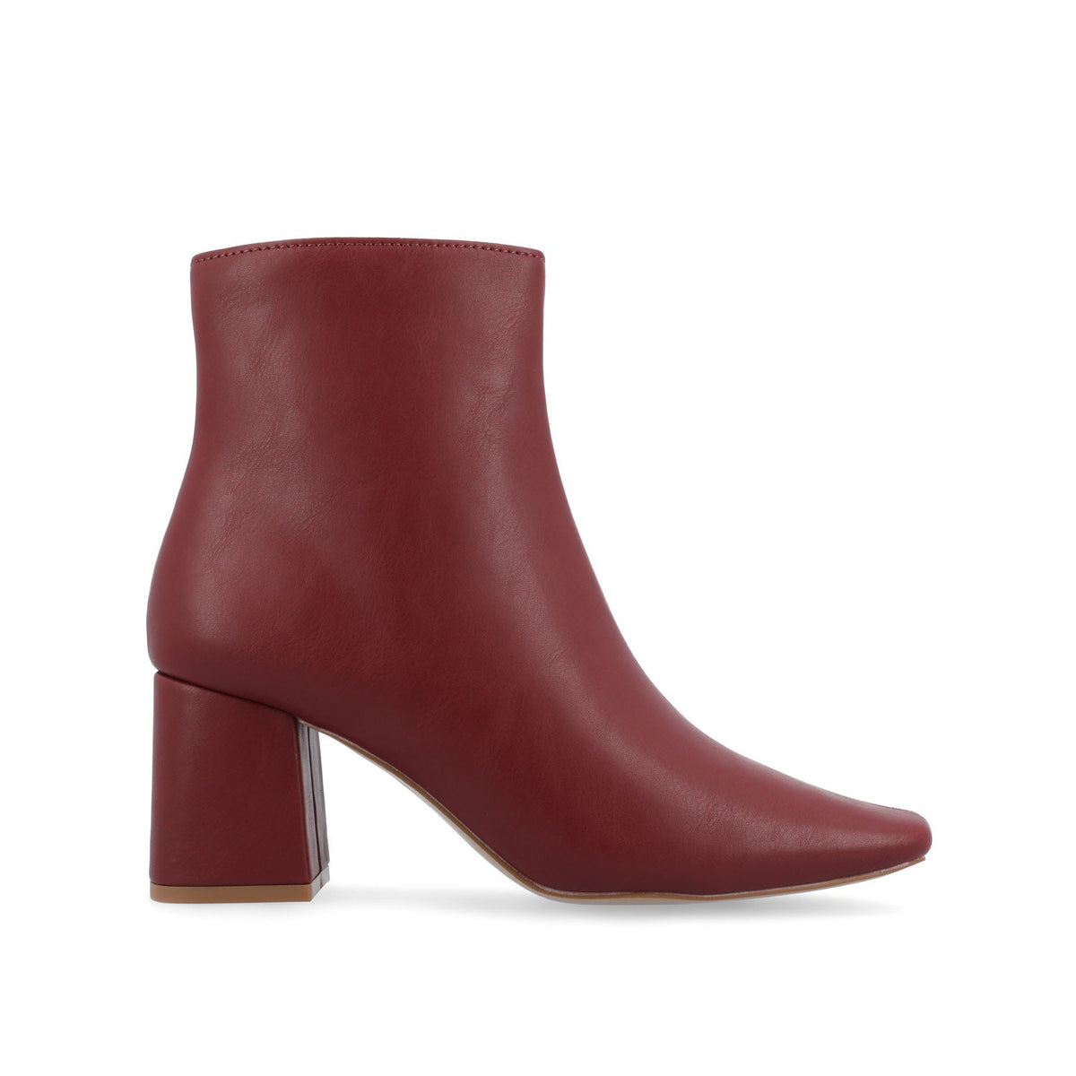 Women's Faux Leather Square-Toe Side-Zip Ankle Boots – Brick