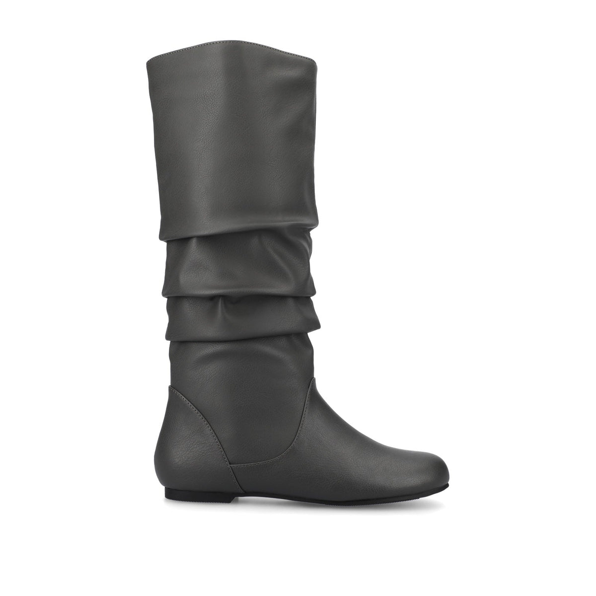 Women's Faux Leather Wide-Calf Pull-On Knee-High Boots – Gray