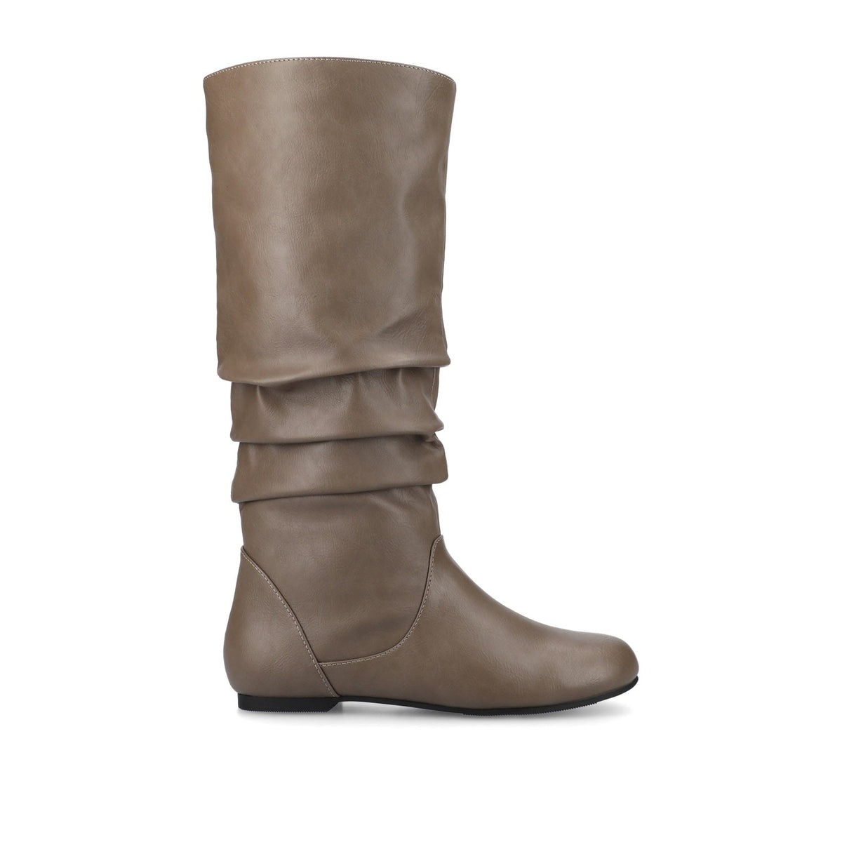 Women's Faux Leather Wide-Calf Pull-On Knee-High Boots – Taupe