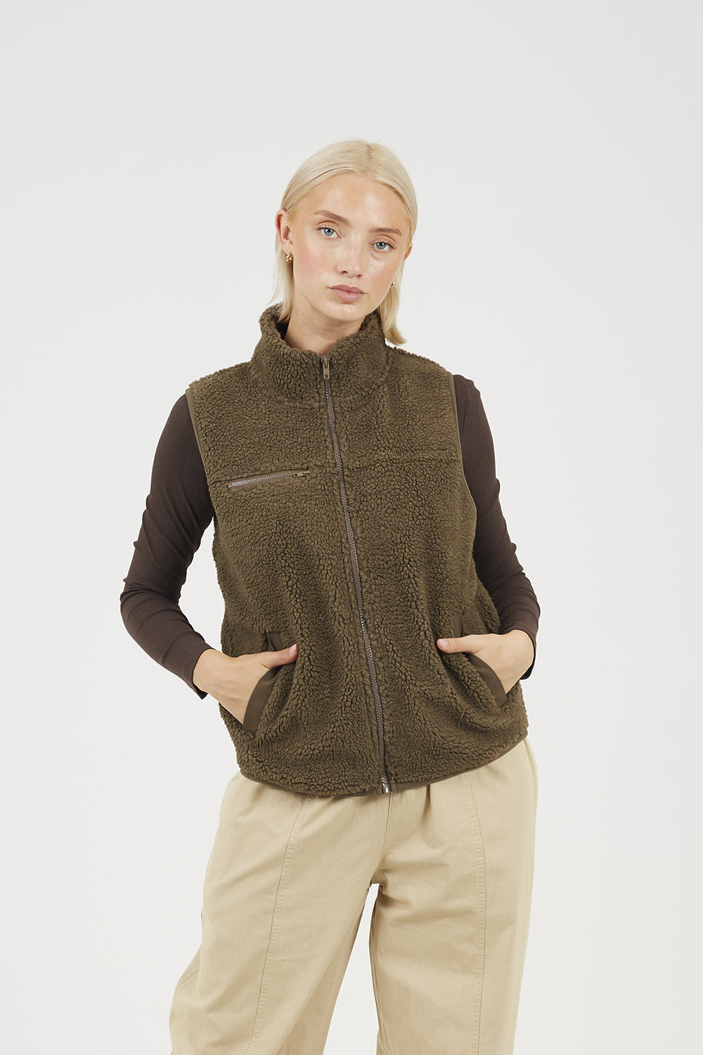 Women's Fleece Zip-Through Fleece Jacket – Taupe